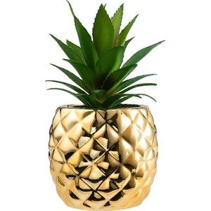 Golden Pineapple Ananas Potted Artificial Succulents Faux Plants Home Office